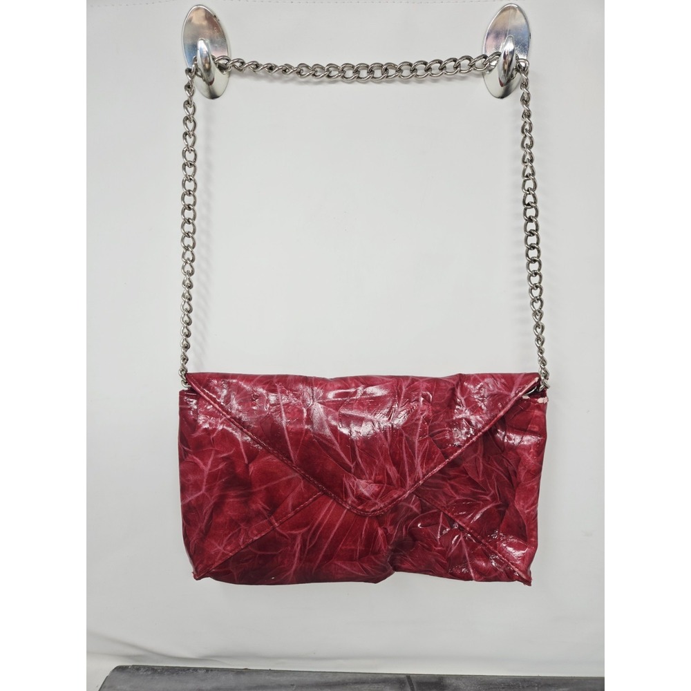 Vintage Jessica McClintock Red Roses‎  Faux Leather Envelope Clutch Shouder Bag